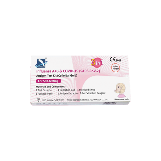 Influenza A+B & COVID-19 (SARS-CoV-2)Antigen Test Kit (colloidal Gold)