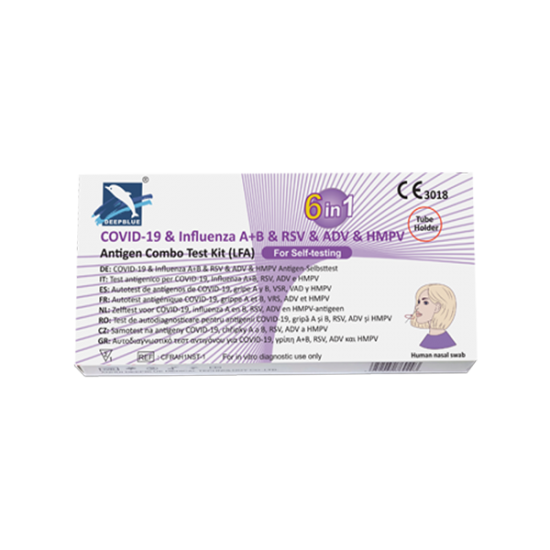 COVID-19&Influenza A+B& RSV& ADV& HMPVAntigen Combo Test Kit (LFA)(Self Testing)
